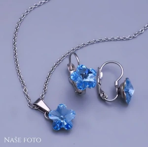 Souprava z chirurgické oceli Swarovski kytičky Aquamarine