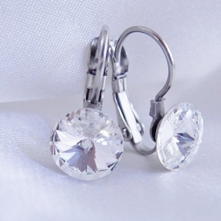 Dětské náušnice Swarovski Rivoli 8mm > varianta Crystal - čirá