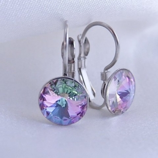 Dětské náušnice Swarovski Rivoli 8mm > varianta Vitrail Light ( měnící růžová)
