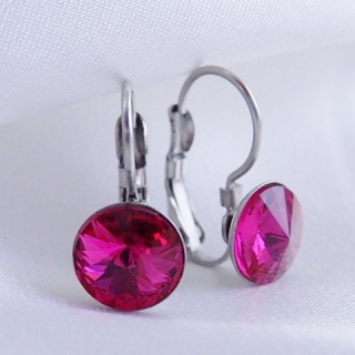 Dětské náušnice Swarovski Rivoli 8mm > varianta Fuchsia