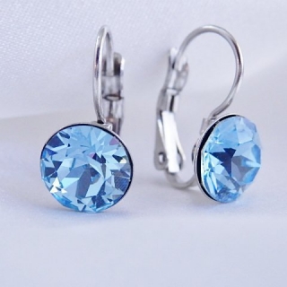 Dětské náušnice Swarovski Rivoli 8mm > varianta Aquamarine(světlá modrá)
