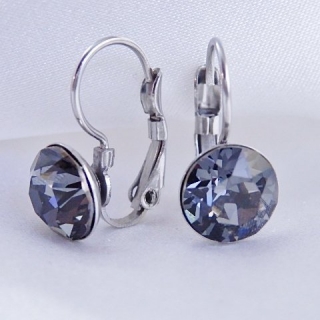 Dětské náušnice Swarovski Rivoli 8mm > varianta Silver Night ( šedočerná)