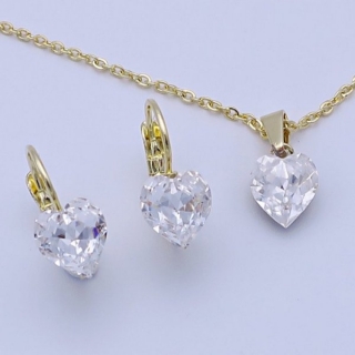 Dětská souprava Swarovski srdíčka 10mm čirá