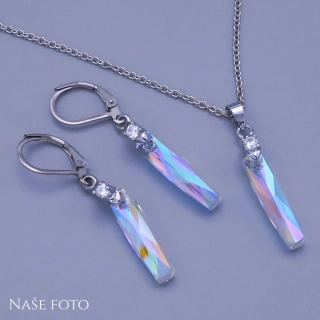 Souprava Swarovski obdélníčky 2cm Crystal AB ( měnící)