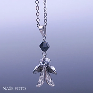 Přívěsek Andělíček Swarovski® Silver Night – chirurgická ocel