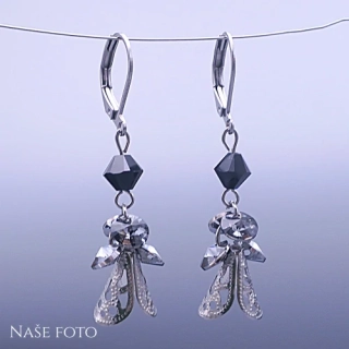 Náušnice Andělíčci z chirurgické oceli se Swarovski® krystaly Silver Night