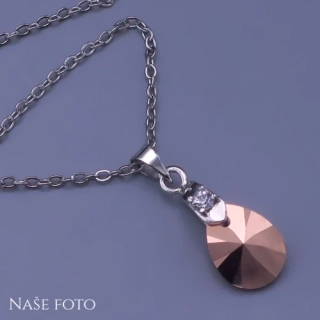Přívěsek Swarovski slza z chirurgické oceli – gold rose