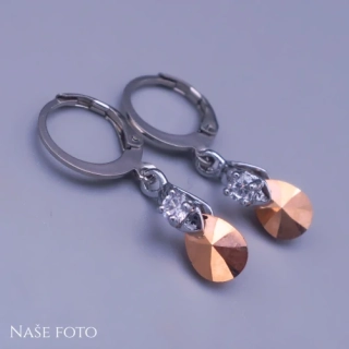 Dětské náušnice z chirurgické oceli se Swarovski krystaly – slzy gold rose