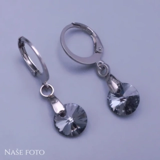 Dětské náušnice z chirurgické oceli se Swarovski krystaly – Silver Night
