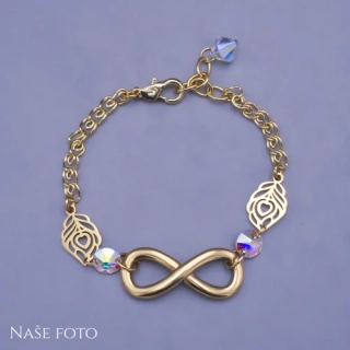 Pozlacený náramek Infinity Crystal